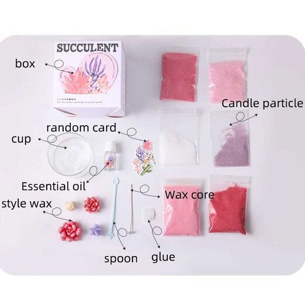 Scented Candle Succulent Cactus Shape Scented Candles Diy Aromatherapy Candle Art Sand Painting Granulated Colorful Velas Decorativas Home D