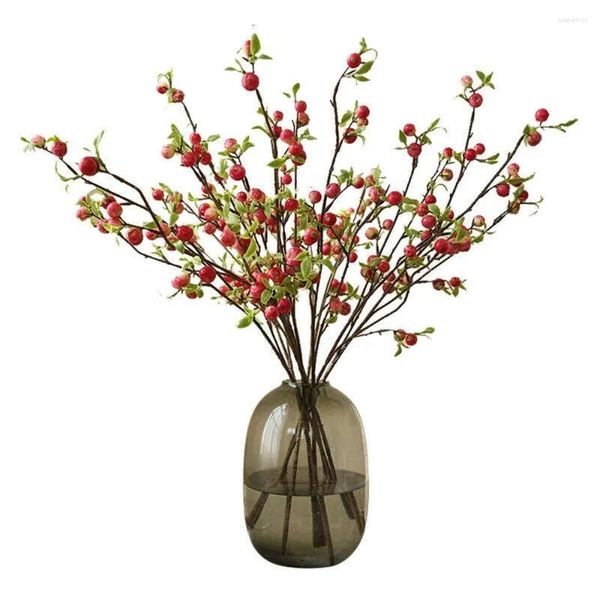 Decorative Wers 72Cm Simulation Fruit Christmas Berry Blueberry Single Branch Foam Plants Artificial Wer DIY Wedding Garden Office