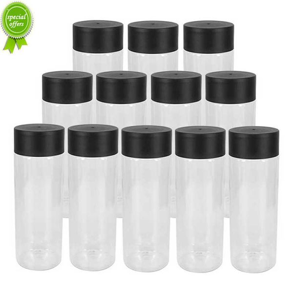 300ml Plastic Empty Juice Bottles with Black Lids Reusable Transparent Smoothie Water Bottle Coarse Cereals Storage Container