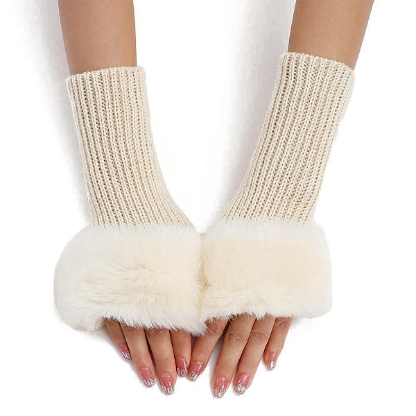 Plush Acrylic Fibers Knitting Fingerless Gloves