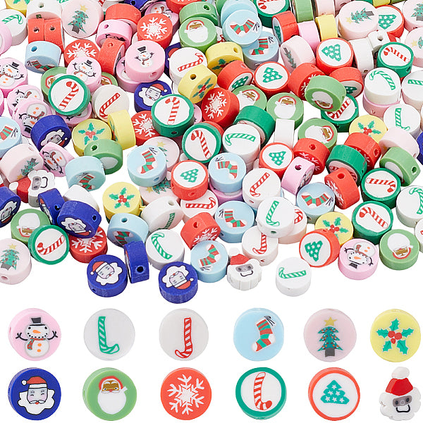 Christmas Theme 300Pcs Handmade Polymer Clay Beads