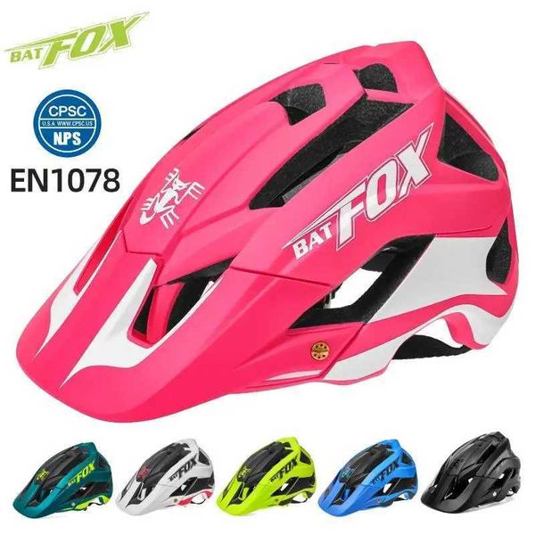 Cycling Helmets BATFOX MTB Cycling Helmet Integrated DH Mountain Bike Bicycle Helmet Safety Cap Sport Road Bike Race Off-Road Helmet Women M