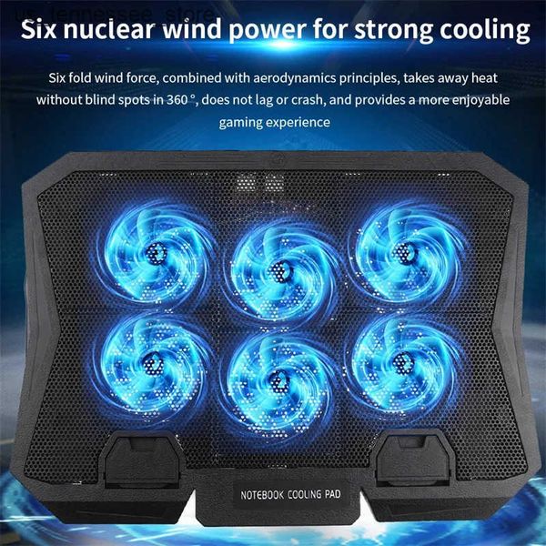 Laptop Cooling Pads Gaming Laptop Cooler Six Fan Adjustable Wind Speed Height Adjustment 2 USB Laptop Cooling Pad Notebook 12-17Inch Laptop