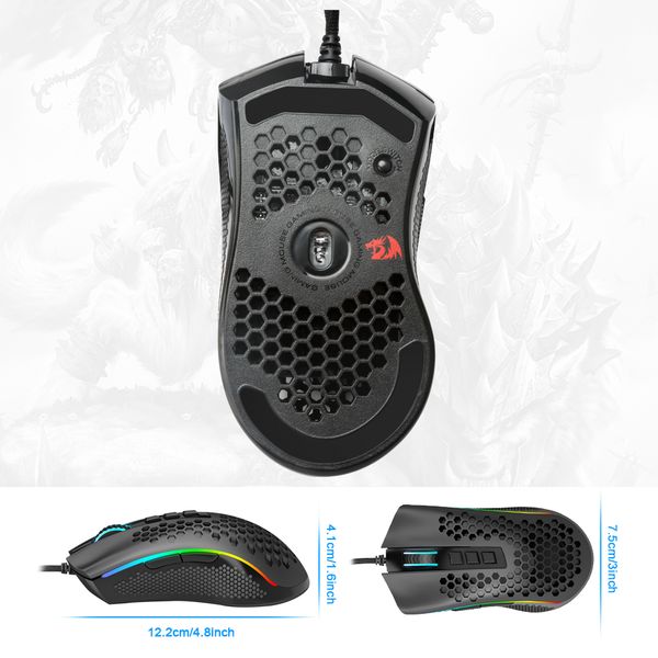 REDRAGON Storm M808 USB Gaming Mouse Wired RGB Backlight 12400 DPI 9 Buttons Programmable Optics Mice For Computer Gamer PC