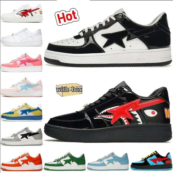 NEW Designer Casual Shoes bapestass Low for men Sneakers Patent Leather Black White Blue Camouflage Skateboarding jogging Sports Star Traine
