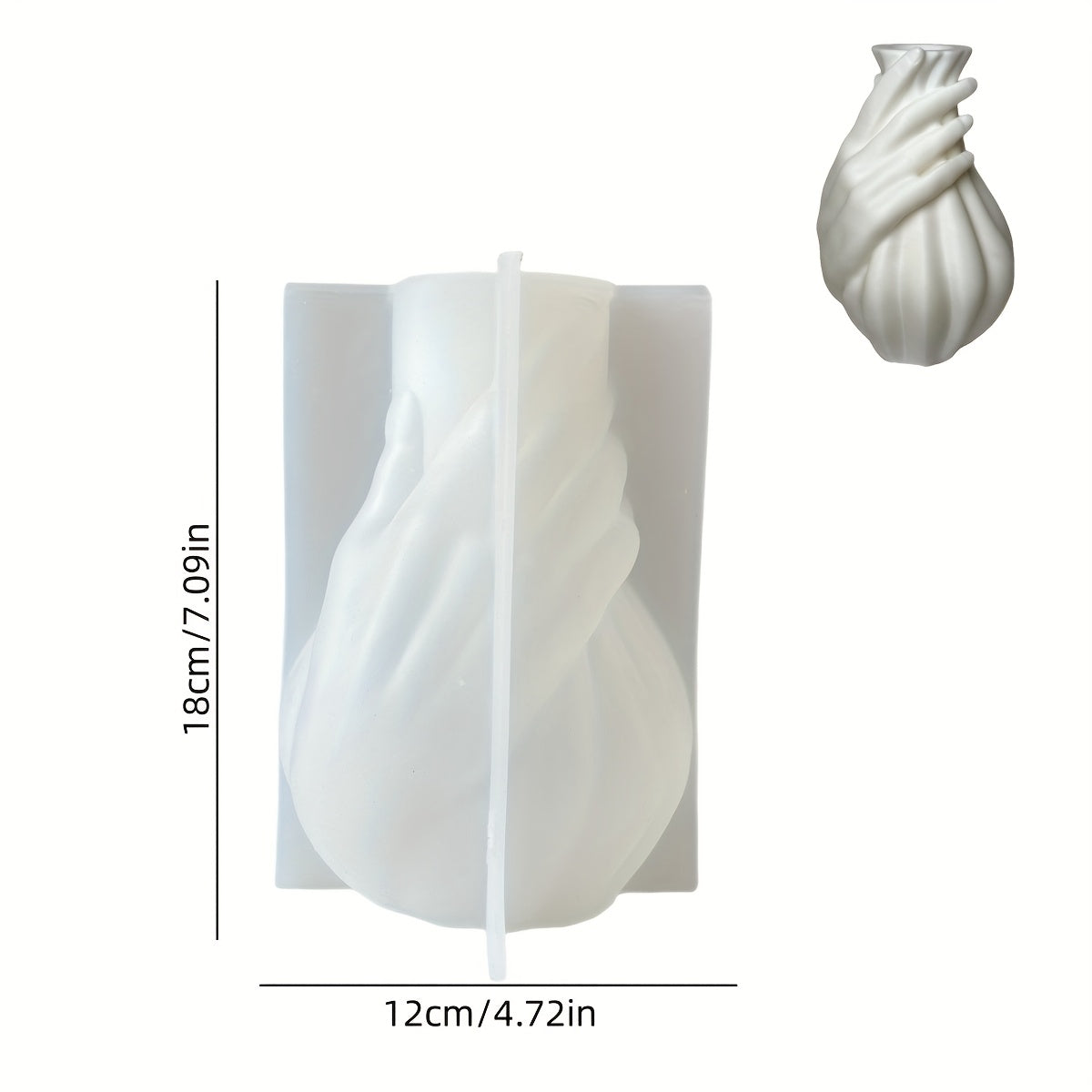 TEMU Silicone Resin Casting Mold Creative Handmade Vase Silicone Mold Striped Vase Concrete Mold Diy Art Geometric Hand Shaped Flower Pot Mold Clay