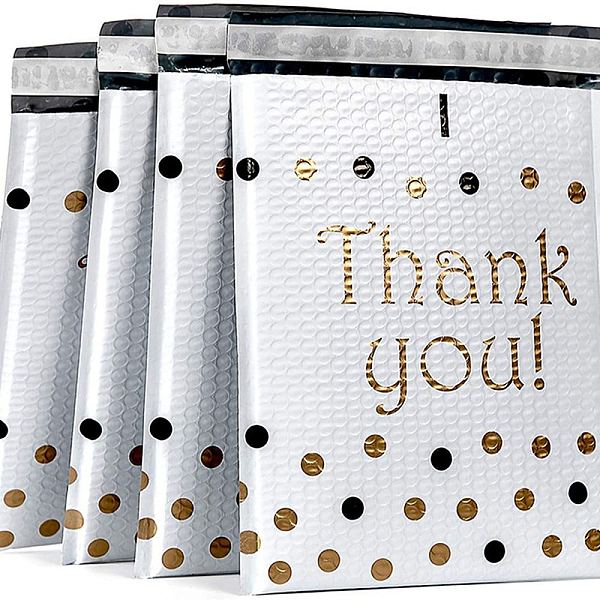 Thank you Rectangle Kraft Paper Bubble Mailers