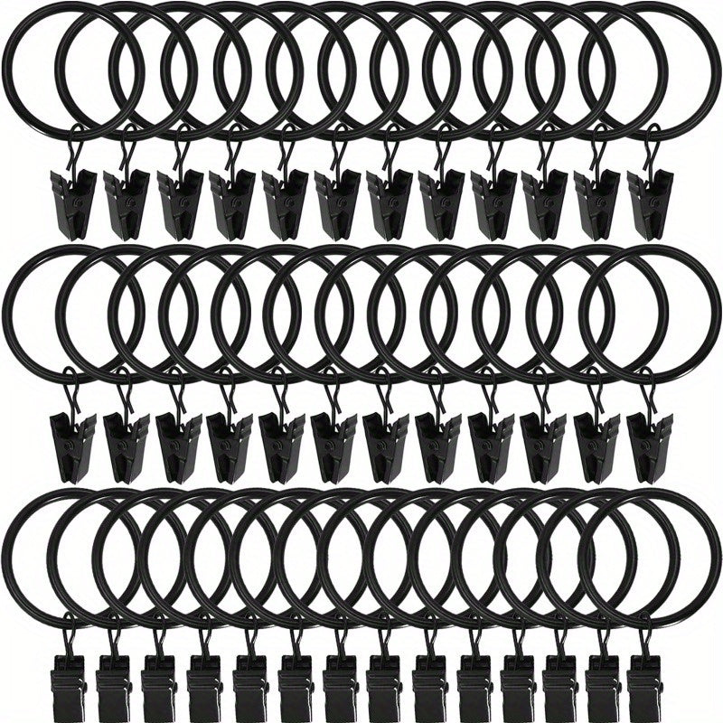 TEMU 50-100pcs Vintage Metal Curtain Rings With Clips - Versatile Hooks For Hanging Curtains, Bows & Hats, Fits Rod Sizes, Ideal For Home Decor