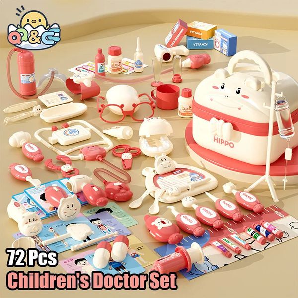 Kids Doctor Set 37-72PCS Pretend Play Hospital Kits Tool Bag Dentist Nurse Games Childrens toys for Girls Gifts 241226