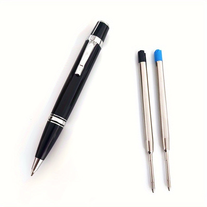 TEMU New Luxury Mini Full Metal Short Ballpoint Pen With 2 Refills 0.7mm And Blue Ink Heavy Portable Notebook Roller Pens