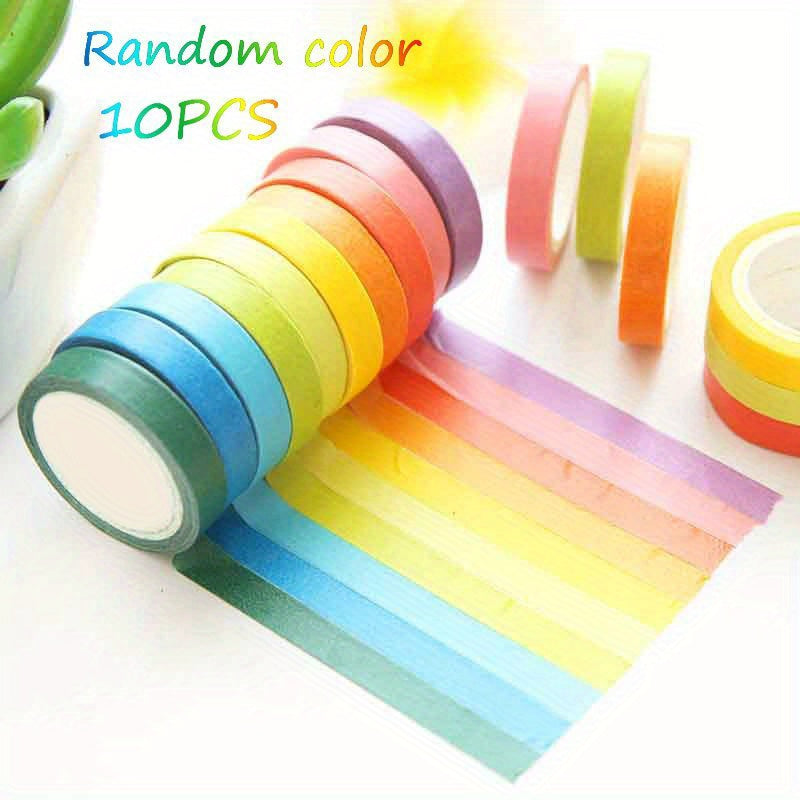 TEMU 10pcs Rainbow Washi Tape Set For Journaling, Scrapbooking & Office Decor