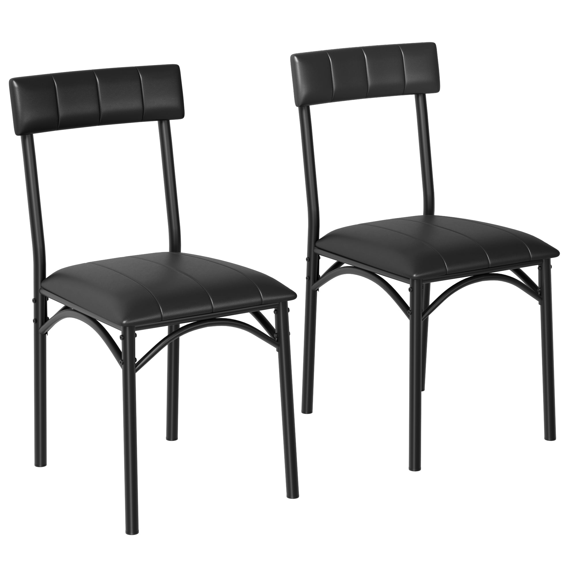 Garvee Dining Chairs Set of 2, Upholstered Dining Chairs with Back, PU Leather Kitchen Dining Chair, Classic Black Chairs for Kitchen, Apartment, Livi