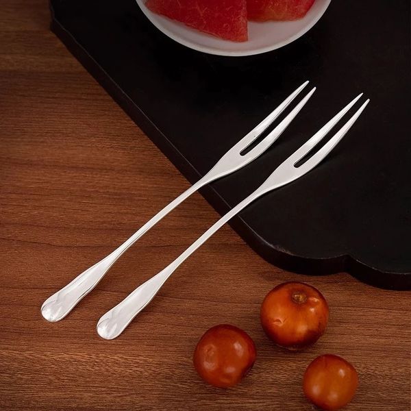 Pure silver 999 fruit fork tableware cute household dessert cake food grade stick pure 250108