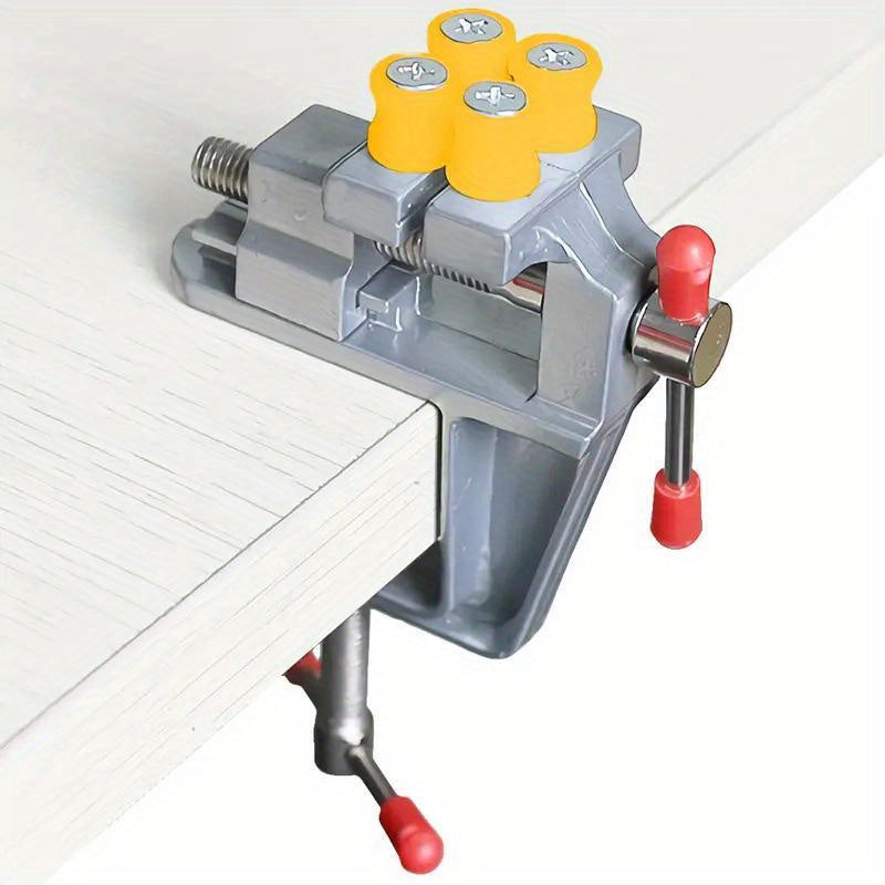 TEMU Heavy-duty Manual Bench Vise Clamp - Non-electric With Adjustment Knobs, Compact Desk-table Mount For Jewelry Making, Watch Repair, , Home