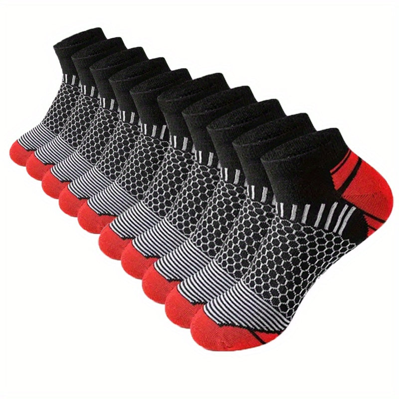 TEMU 10 Pairs Of Men's Short Socks, Low-cut Crew Socks For All , Sweat-absorbent, Athletic Footwear Accessory, Daily Wear Socks, Ankle Socks Men,