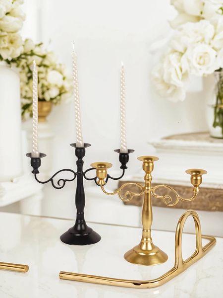 1PC European style Metal Candle Holders Simple Golden Wedding Decoration Bar Party Living Room Decor Home Candlestick 241218