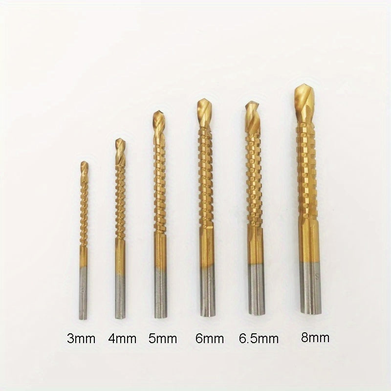 TEMU 6pcs Wood Drills High Speed Hss Steel Saw Of Hand Tools Multi Function Wood Punching Woodworking Set Drill Bit Set Metal 3-4-5-6-6.5-8mm