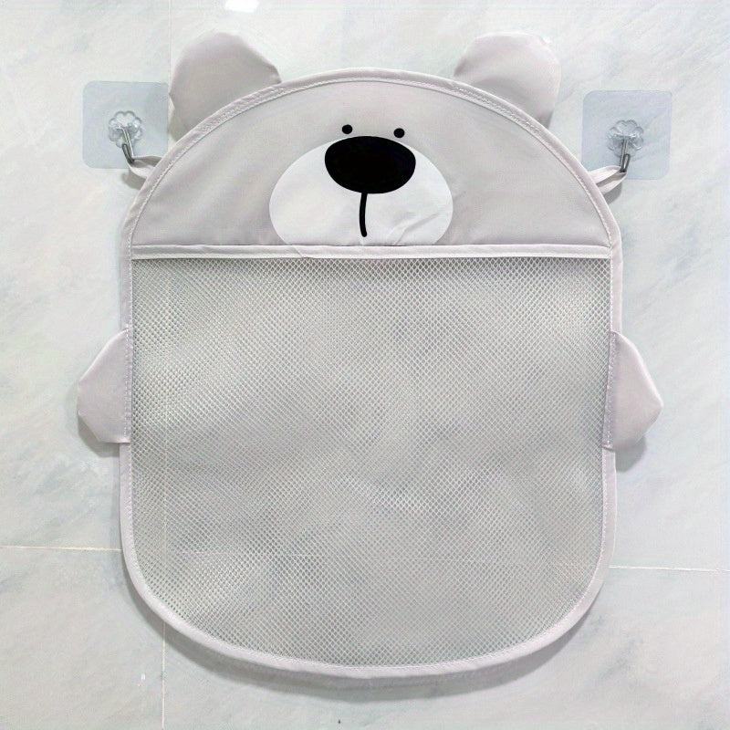 TEMU 1pc Large Bathroom Storage Net Bag, Cute Shower And Water Toy Storage Bag, Net Suction Cup Hanging Bag Penguin, Hamster, And Bear For Halloween