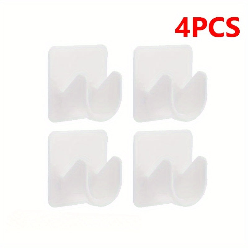 TEMU 4pcs Curtain Rod Bracket Holders Hooks Self-adhesive Adjustable Wall Curtain Fixed Clip Hanging Rack Hook Bathroom Accessories