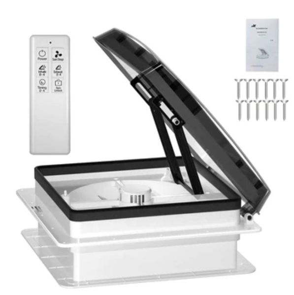 van roof vent RV Roof Vent Fan Reversible Exhaust Fan with Rain Sensor,Ultra Low Noise Level Permanent RV Air Ventilation Ceiling Fan 14inch