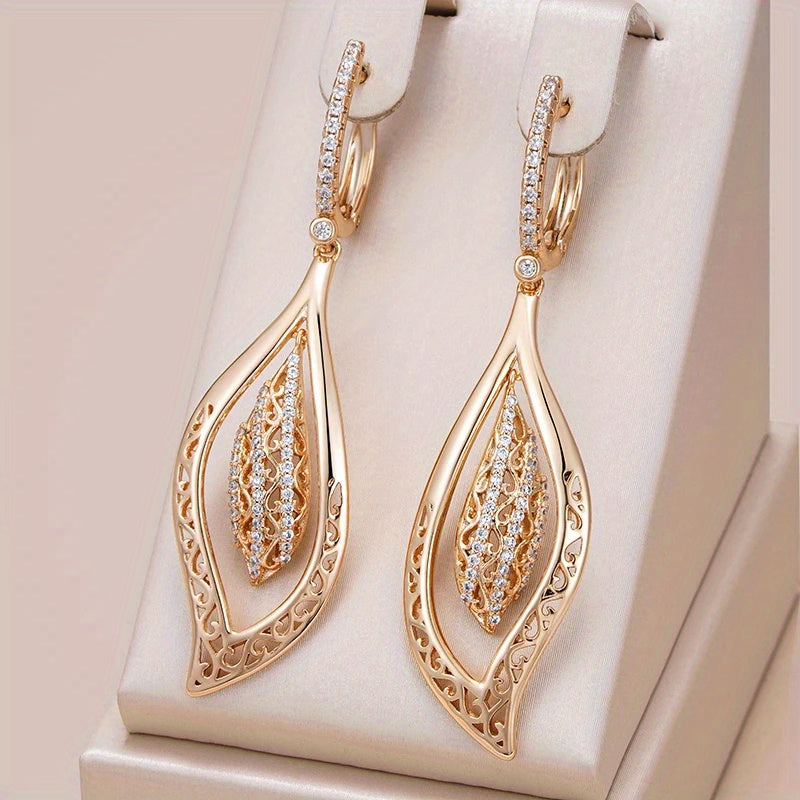 TEMU A Set Of Luxurious Golden Dangle Earrings For Teenager, Featuring A Glossy , Perfect For Ethnic Brides And Vintage Jewelry Lovers., For Teenager