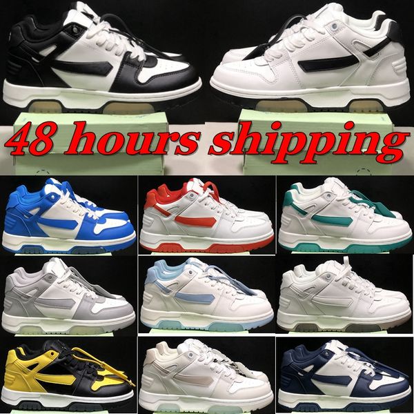 Out Designer 2023 Off Office Sneaker Casual Shoes Low Tops Vintage Distressed Leather for Walking Mens Womens Loafers Trainers Platform