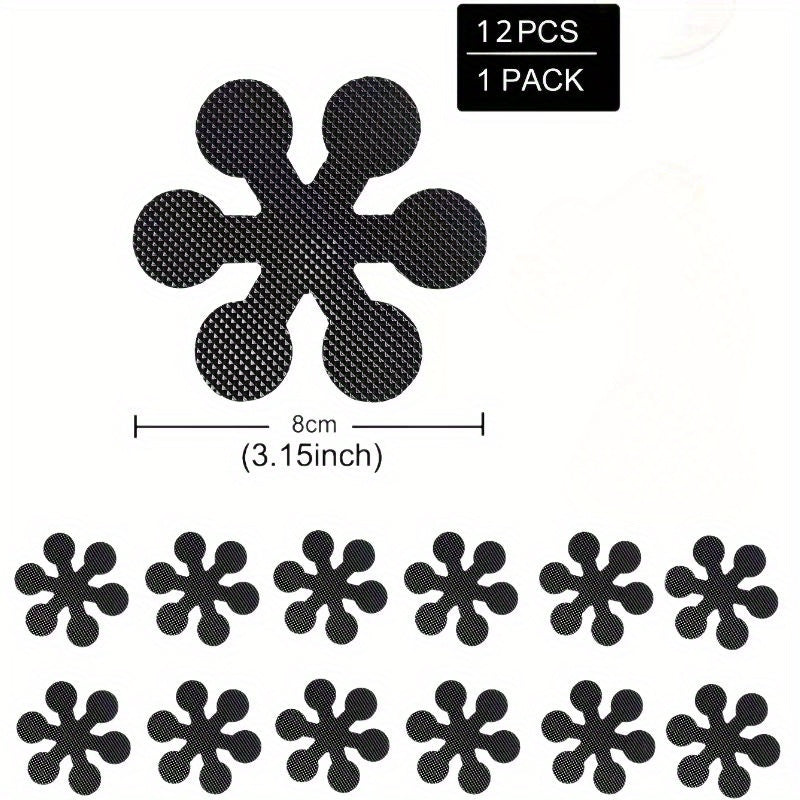 TEMU 12pcs Flower Shaped Non-slip Bathtub Decals, Fashionable Safety Stickers For Bathroom, , Adhesive Stickers