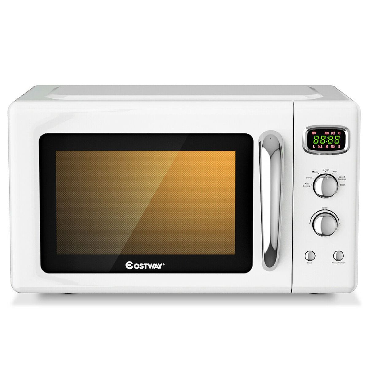 Retro Countertop Compact 0.9 Cu. Ft. Microwave Oven - White