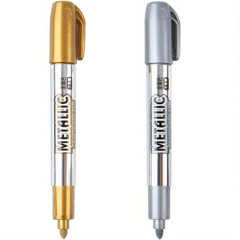 TEMU Elegant 2-4-pack Golden & Silver Retractable Marker Pens - Medium Point For Art, Crafts, & Decor On Any Surface