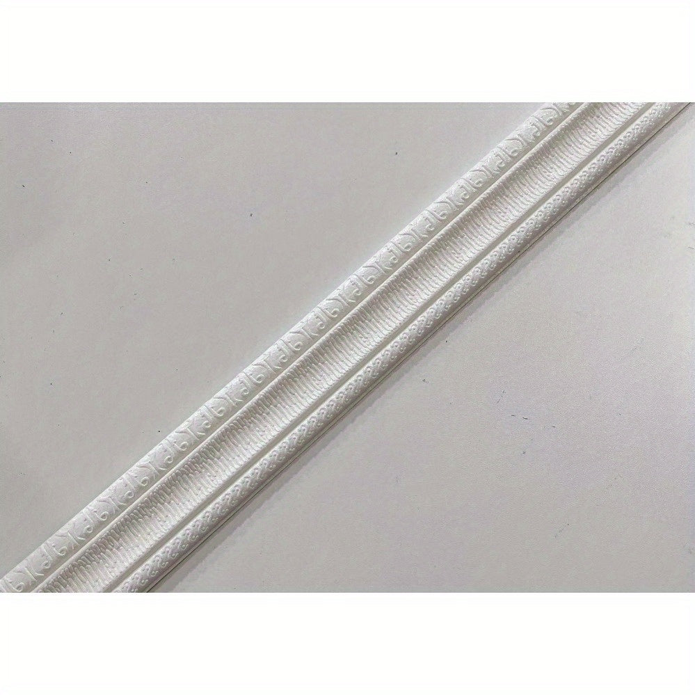 TEMU 1pc Pvc Wallpaper Border, Self-adhesive Wall Trim, 3d Embossed Foam Molding, 2. Flexible Skirting Line Decor Sticker