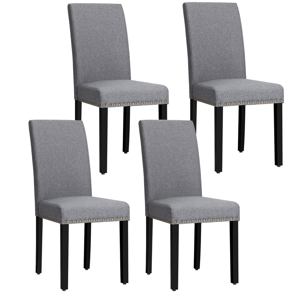 Fabric Dining Chairs with Nailhead Trim (Set of 4) - Dark Grey