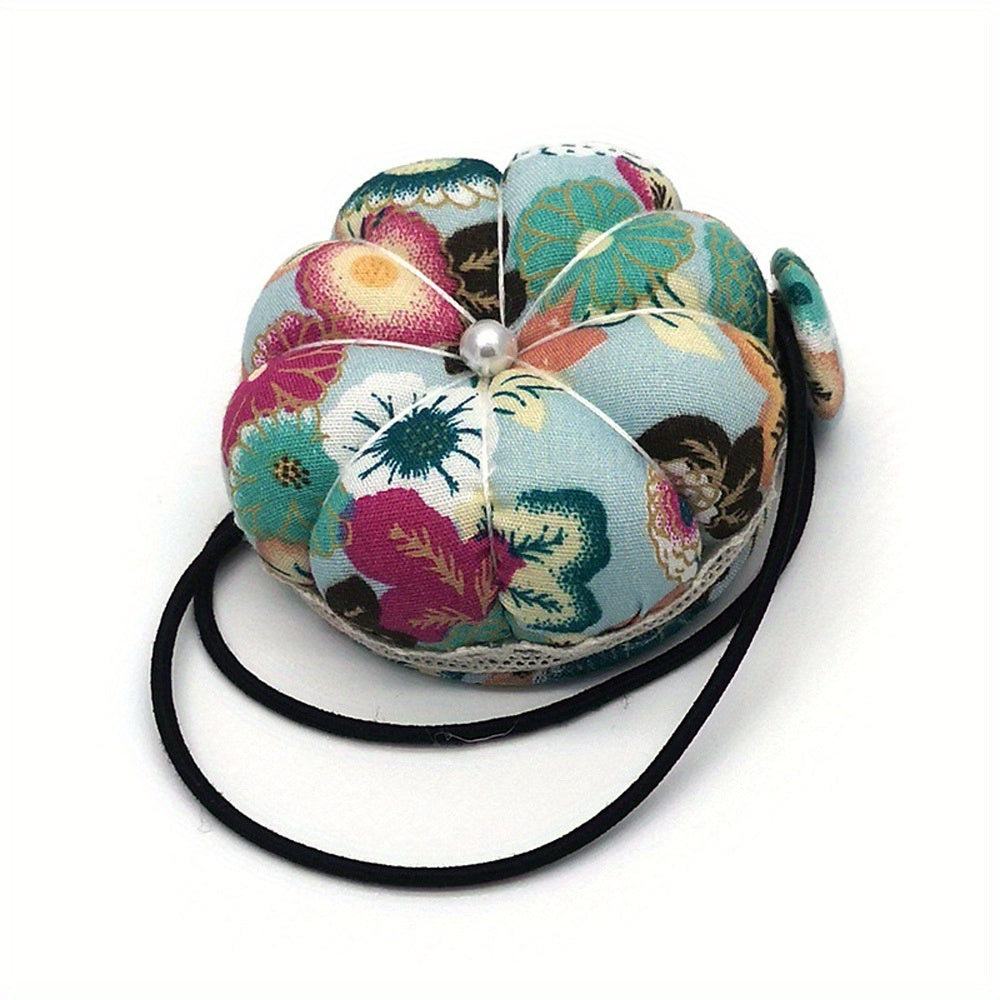 TEMU Floral Pumpkin Wearable Needle Cushion - Portable Sewing Machine Accessory, Knitting & Craft Supplies