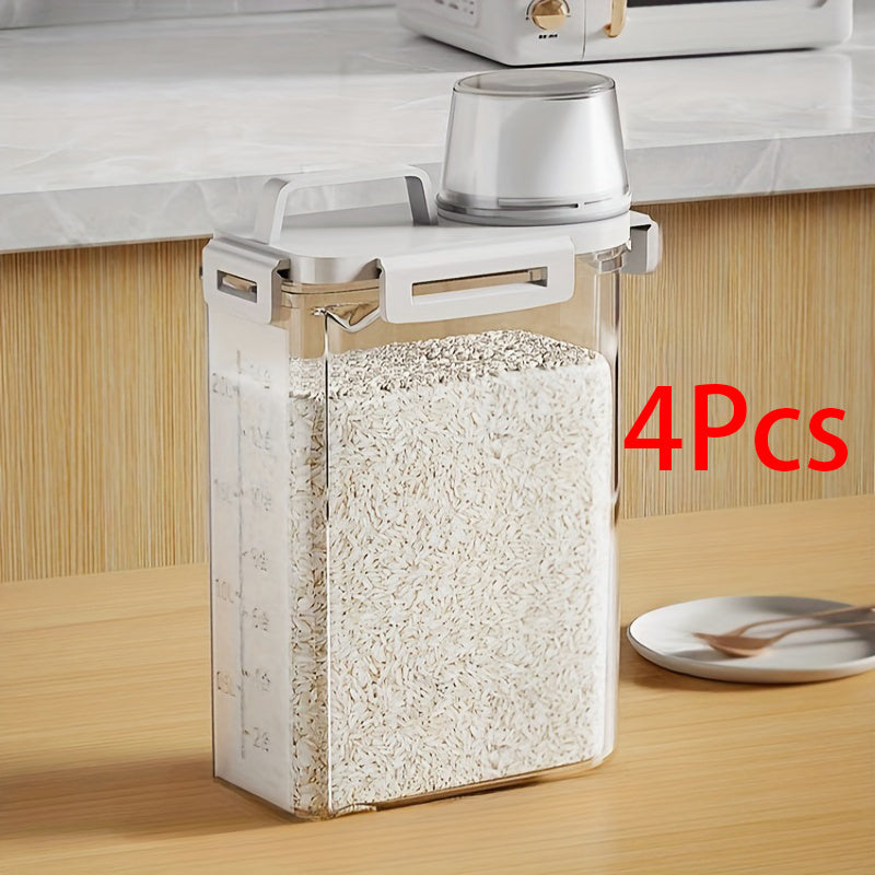 TEMU 4pcs Airtight Food Storage Containers With Lids - & Moisture-proof Leak-proof Plastic Kitchen Organizers For Rice, Grains, Flour, Nuts -