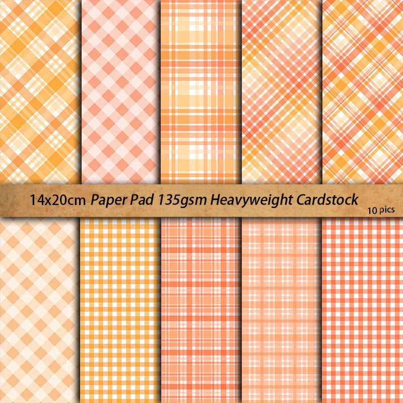 TEMU Orange Scrapbooking Paper - 10 Sheets, Non-adhesive, Heavyweight Cardstock For Diy Crafts, Journaling & Stationery Art Essentials