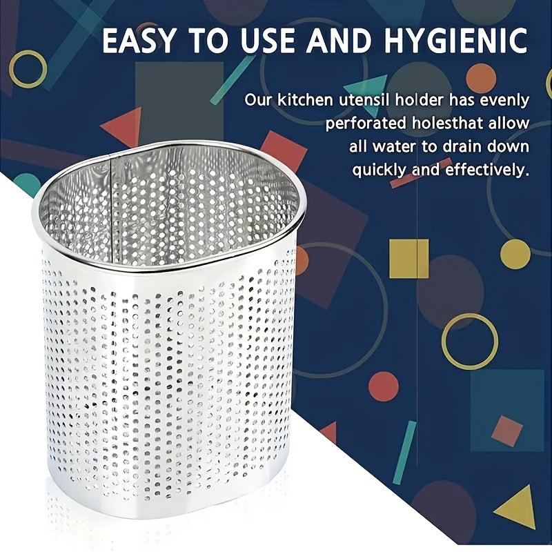 TEMU 1pc Chopsticks Cage, Stainless Steel Utensil Holder, Wall-mounted Punch-free Drain Rack, High-end Chopsticks Holder, For Chopstick Drainer Tool,