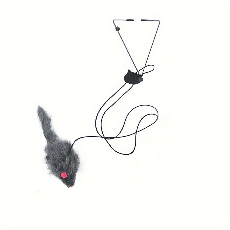TEMU Hanging Door Cat Scratch Rope, Interactive Cat Feather Ornament, Retractable Teasing, Pendant Motion Interactive Kitten, Indoor Cat Hanging