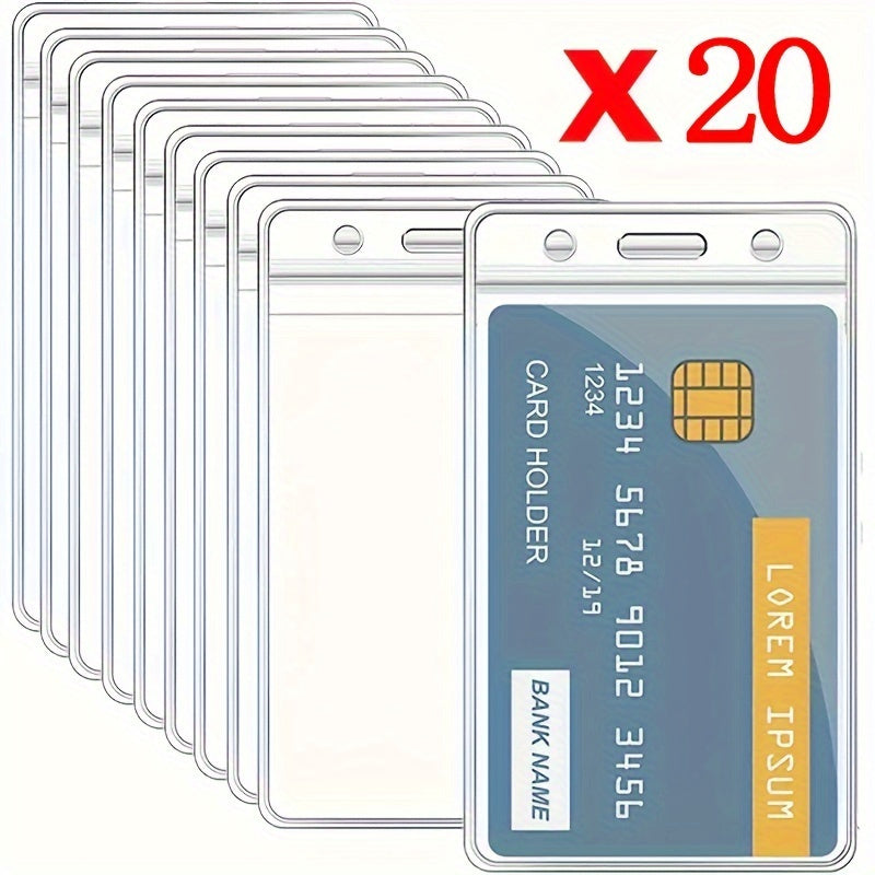 TEMU Clear Pvc Card Holders - 10 Packs-20 Packs - Durable And Waterproof - Ideal For Business, Travel, And Everyday Use