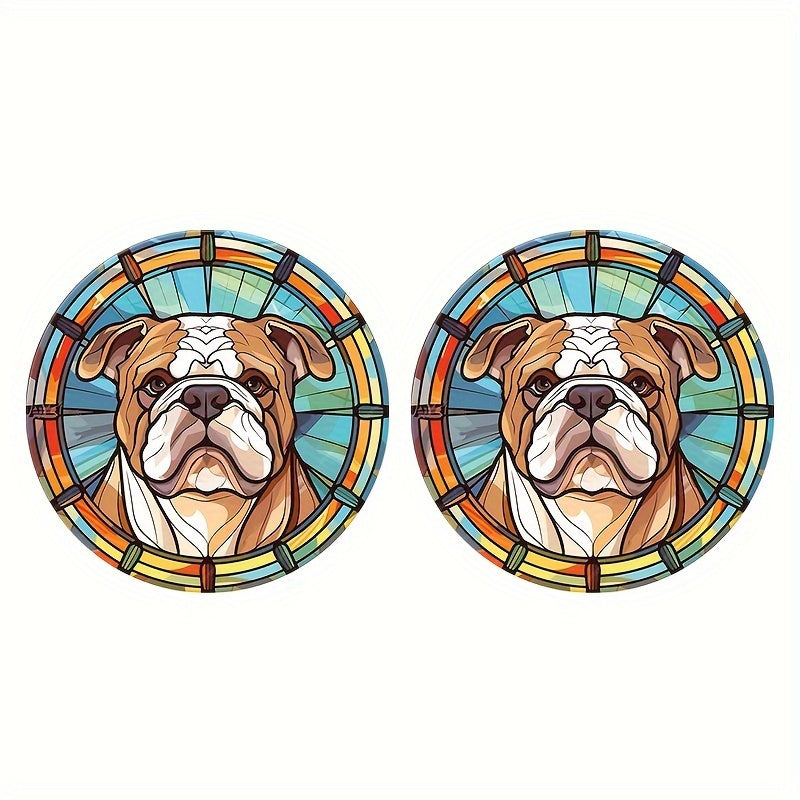 TEMU 2pcs Colorful Bulldog Car Cup Holder Coasters Car Interior Waterproof Coaster To Keep Your Car Cup Holders , Easy To Move