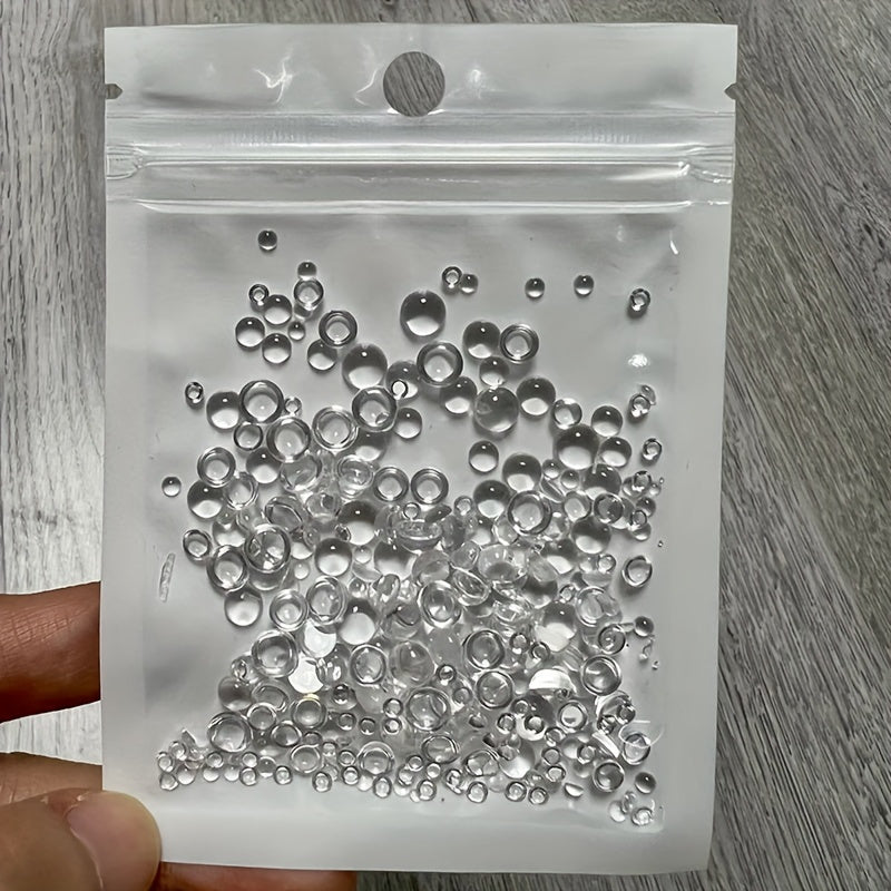 TEMU 350pcs Clear Acrylic Water , Half Round Beads, Resin Beads Set For Diy Crafts, Scrapbooking, Card Making, Decorative Embellishments