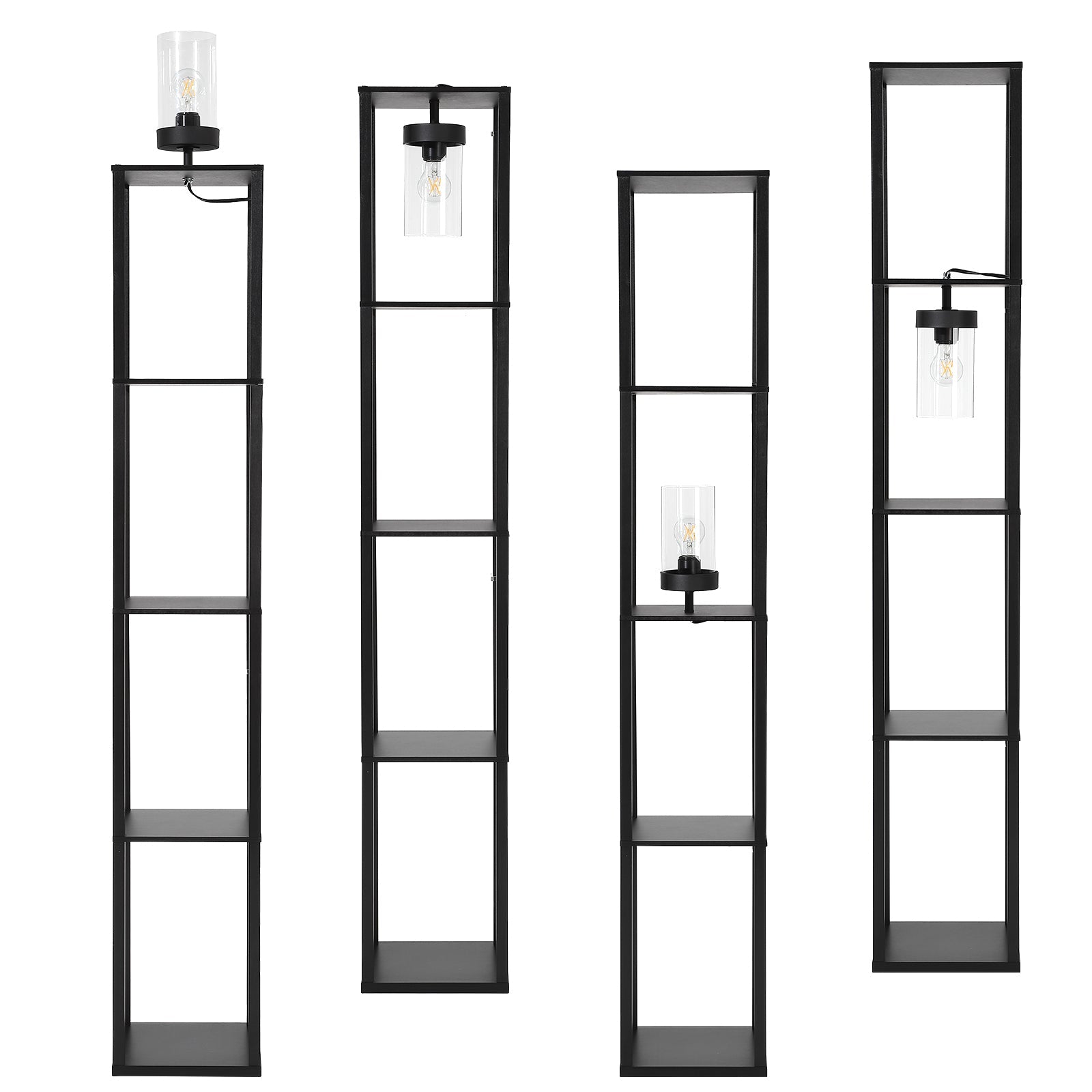 Garvee Floor Lamp with Shelves, 4-Tier Modern Shelf Floor Lamp with Warm White LED Bulb, Display Lamp for Living Room, Bedroom and Office - Black