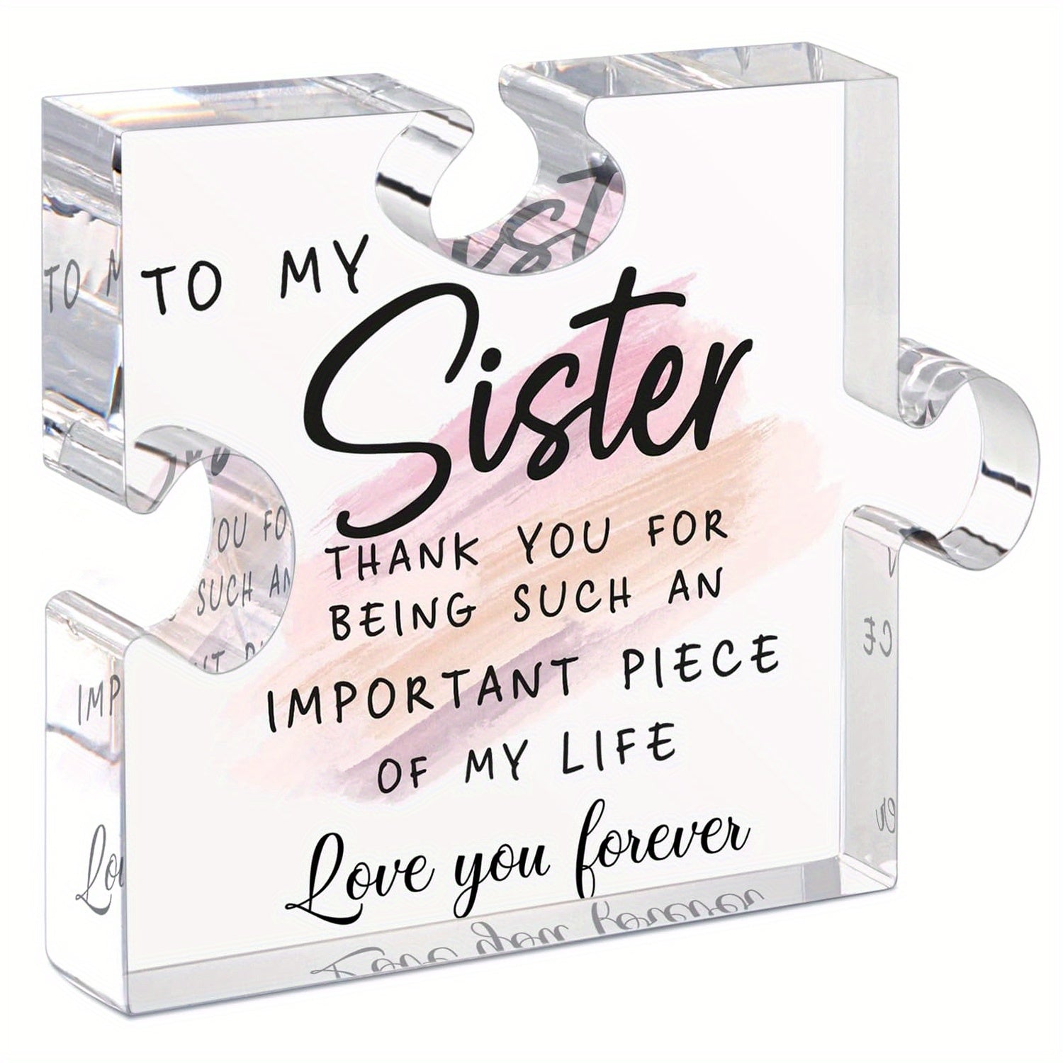 TEMU 2d Flat, 1pc Jangostor Sister Gift From Sister - Birthday Christmas Mother’s Day , Acrylic Puzzle-shaped Plaque With Inspirational Quote, No