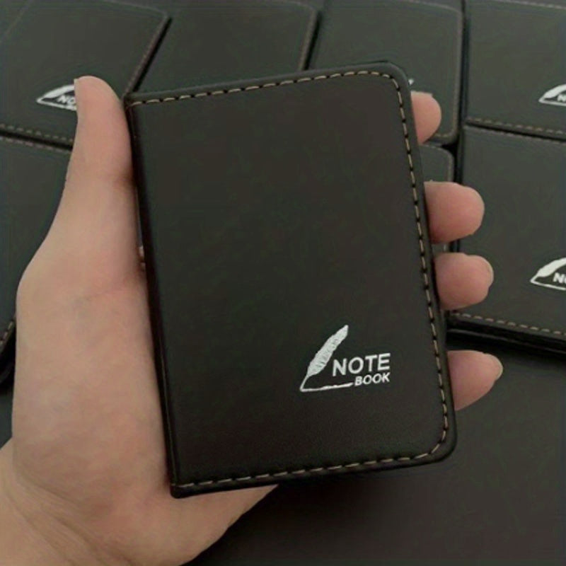 TEMU Pocket Notebook Mini Notepad Handbook - 58 Sheets, 1 Pack, English Written Language, Simulation Leather Cover With Crimping Detail