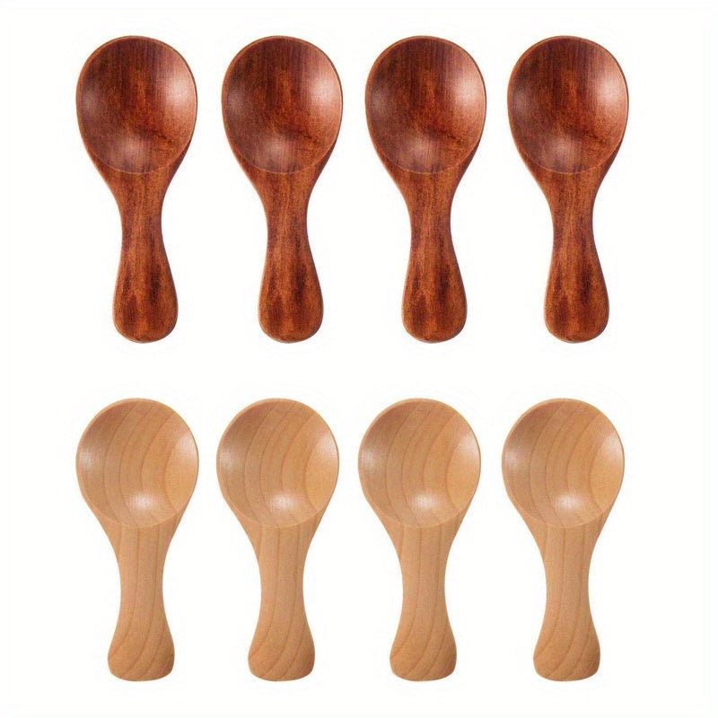 TEMU 8pcs Mini Wooden Spoons, Small Kitchen Spice And Seasoning Spoons, Sugar Tea And Coffee Spoons, Short Handled Wooden Spoons, Kitchen Tools
