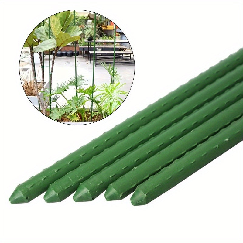 TEMU 5pcs-10pcs Durable Garden Stakes For Climbing Plants - Versatile Coated Steel Poles, Ideal For Tomatoes, Beans, Flowers - Essential Support For