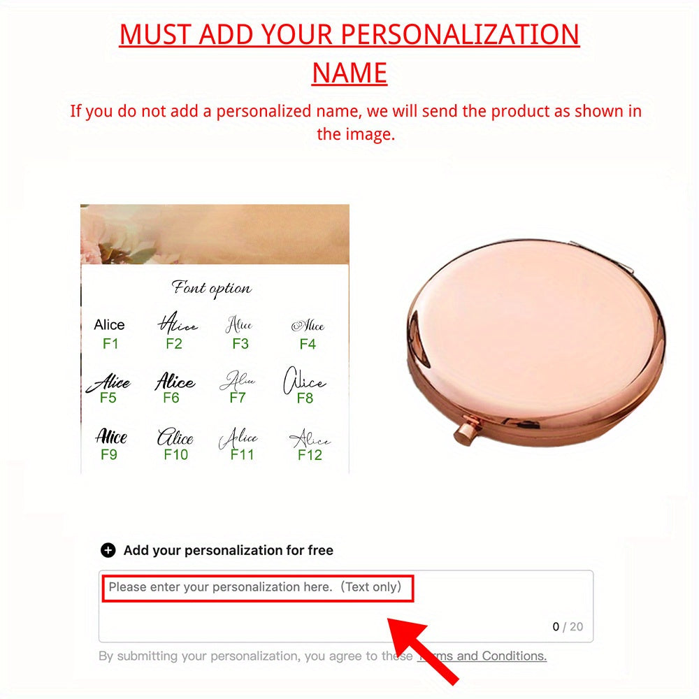 TEMU 1pc Personalized Birth Month Flower Compact Mirror, Engraved Pocket Mirror, Customized Birthday Gifts For Mom Women, ,