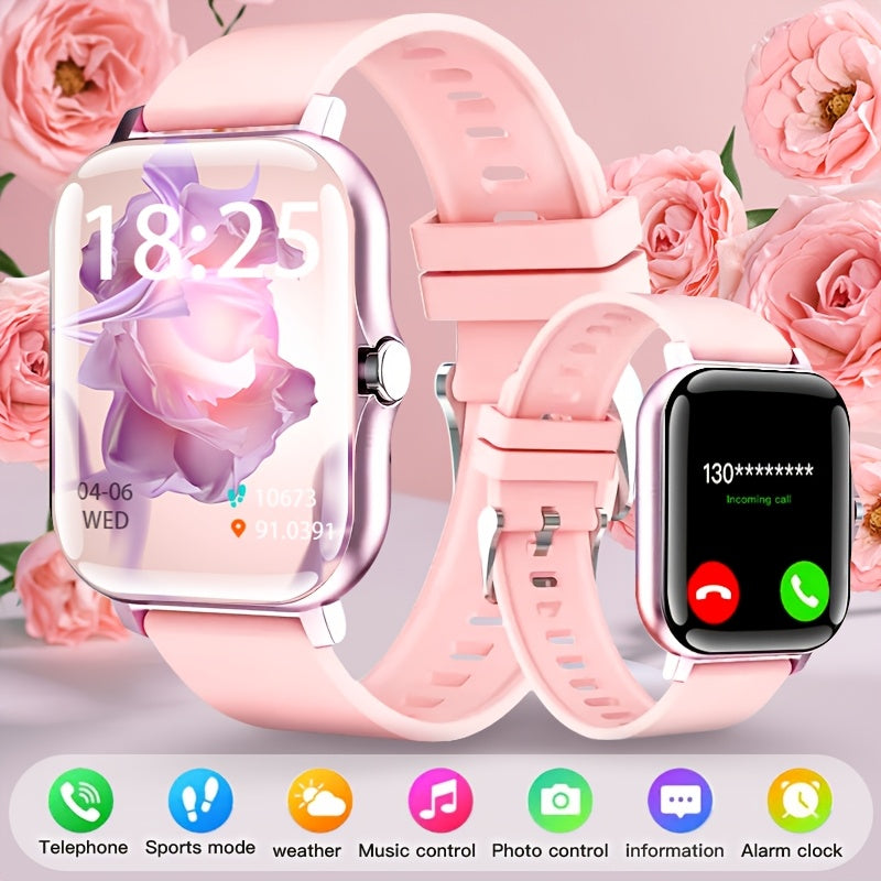TEMU 1.83" Screen Smartwatch With Pink Strap - Make- Calls, Step & Calorie , Sms Alerts, Weather Updates, Music Control, Usb Charging, For & For