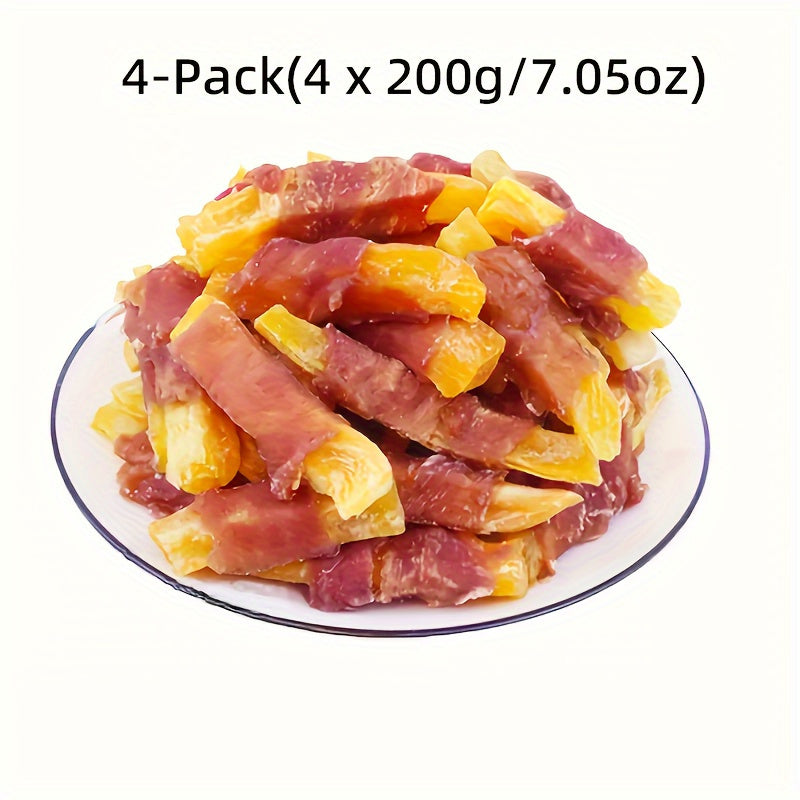 TEMU 4-pack (4 X 200g-7.05oz) Duck Wrapped Sweet Potato, Dog Treats For Small, Medium, & Large Dog - Made With Duck And Sweet Potato, Healthy, , And