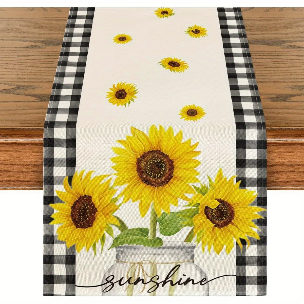 TEMU 1pc, Sunflower Sunshine Vase Summer Table Runner, Dining Table Decoration For Home Party Decor 13x60 Inch