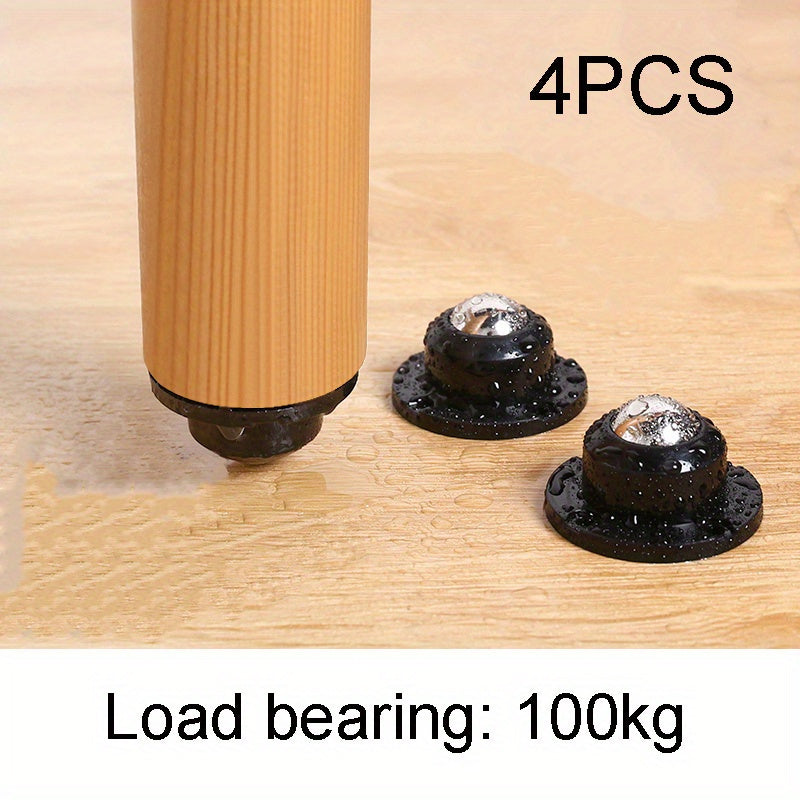 TEMU 4pcs Self-adhesive Casters, Upgraded Casters, -bearing Ball Stainless Steel Universal Pulley, Wheels For Furniture, 360 Degree Rotating Pulley