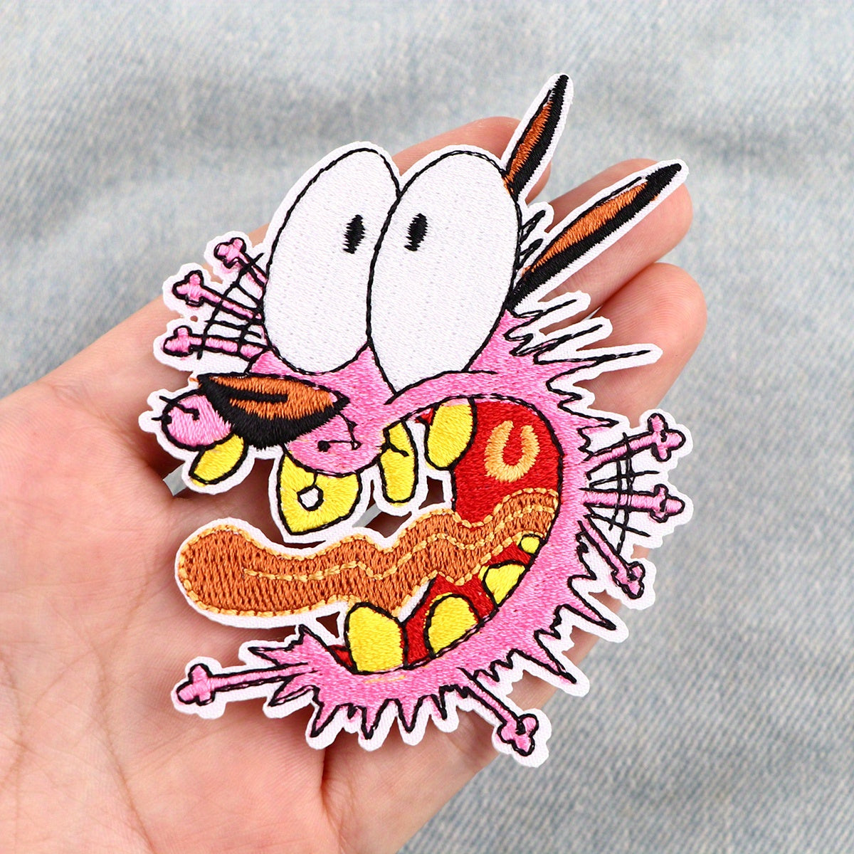 TEMU 1pc Cute Cartoon Dog Iron-on Embroidered Patch - Pink & Multicolor Design, Thermoadhesive No-sew Patches For Clothing, Bags, Hats, Jackets -